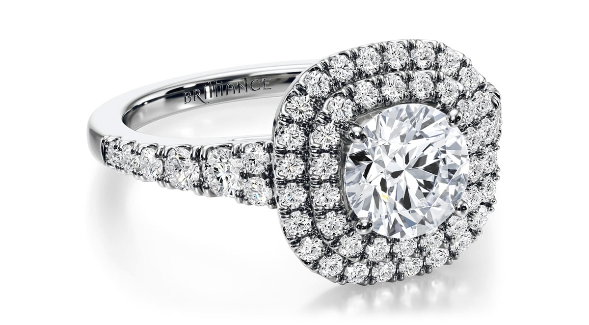 Square Double Halo Engagement Ring