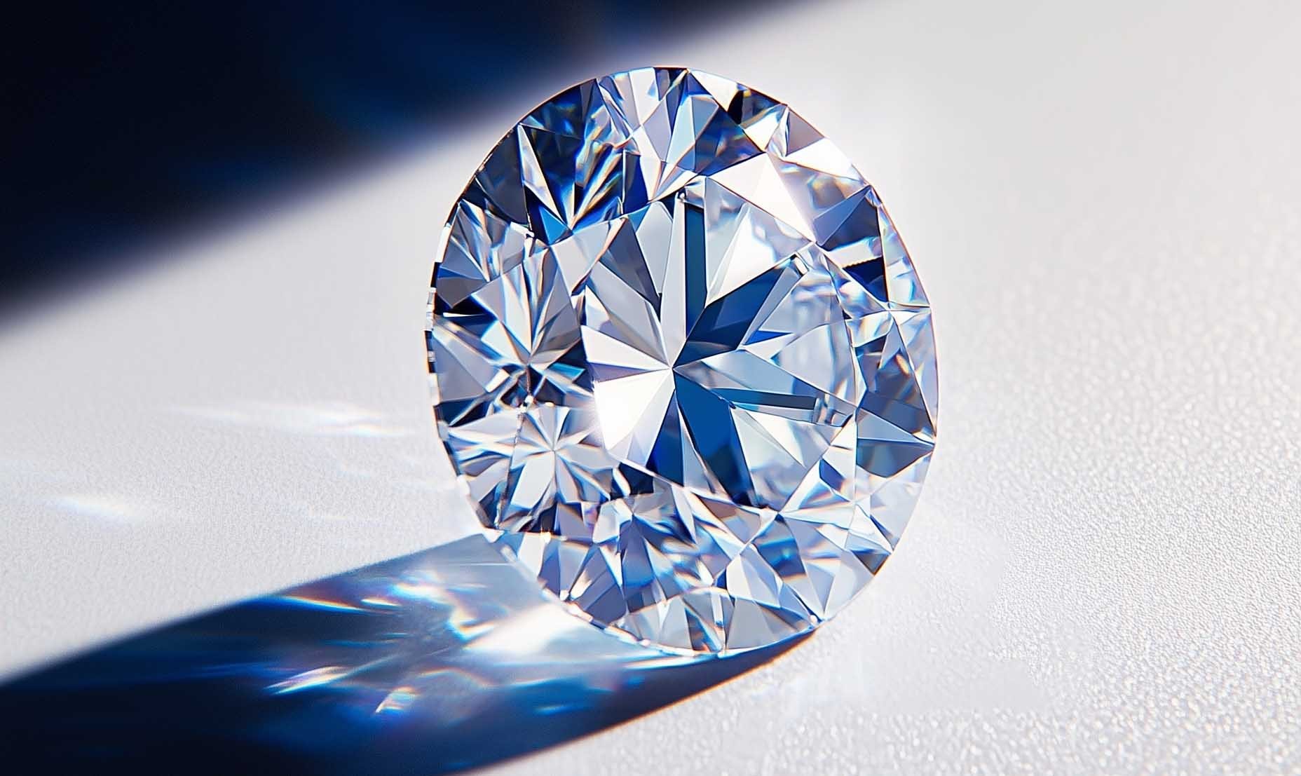 Big round diamond on white surface