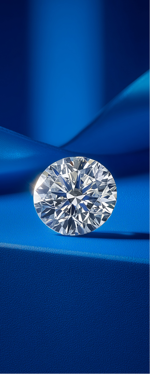Radiant cut yellow gold engagement ring on blue surface.