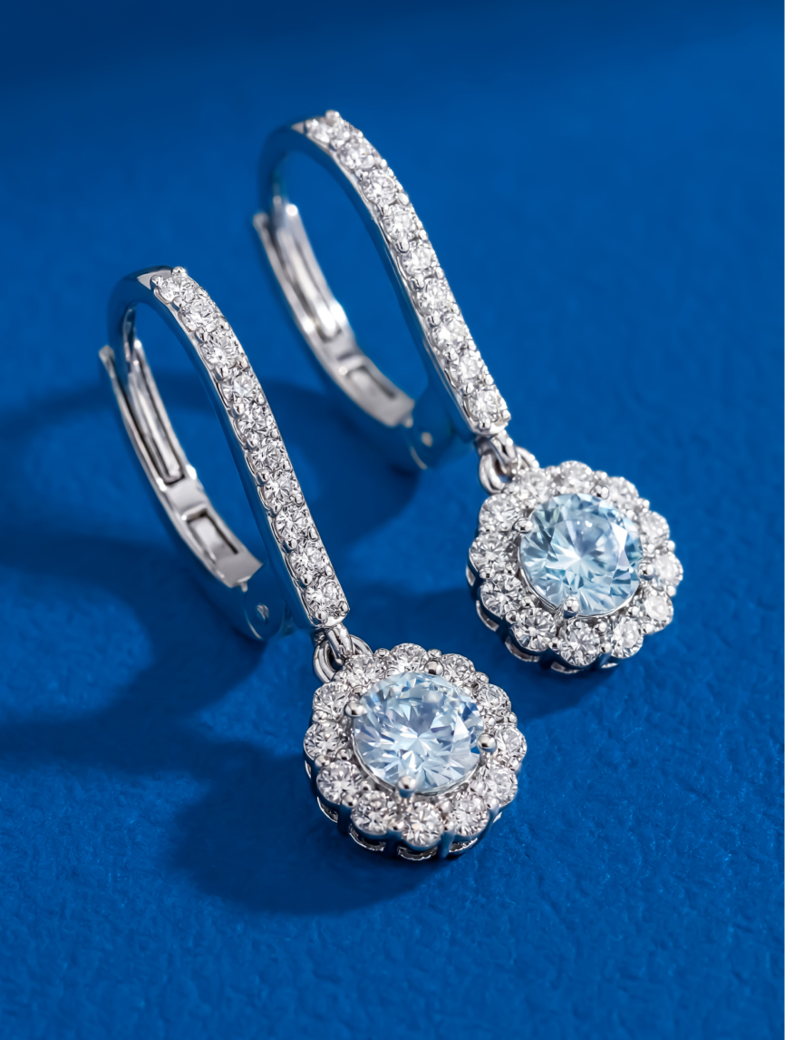 Fancy blue diamond earrings