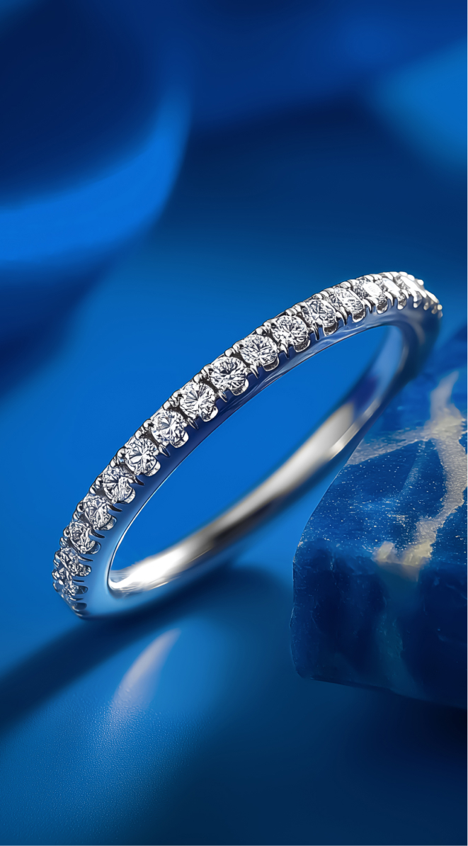 Close-up of diamond jewelry details.