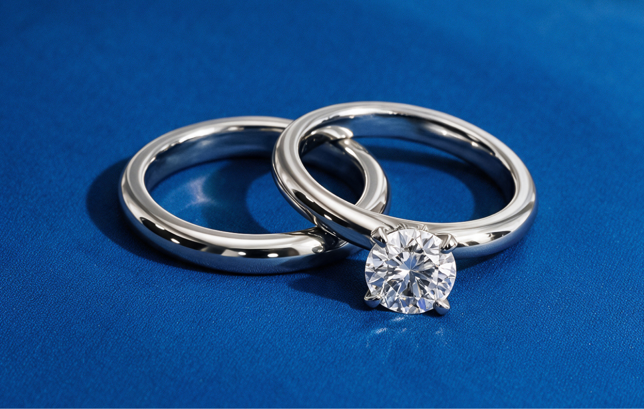 Bridal set engagement ring and wedding band