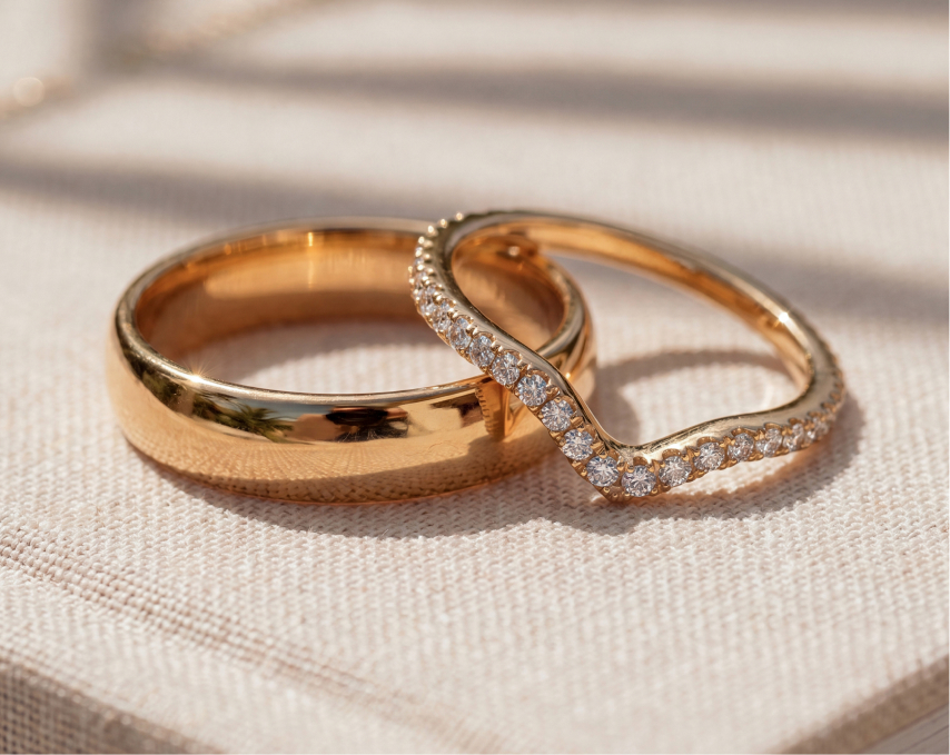 Couple exchanging wedding rings