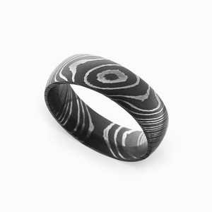 Acid Wash Damascus Steel Metal Mens Wedding Band