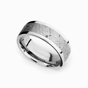 The Aldrin - Cobalt Chrome Flat Mens Meteorite Ring (8mm)