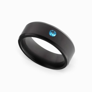 Ares - Mens Blue Diamond Wedding Band In Satin Elysium (8mm)
