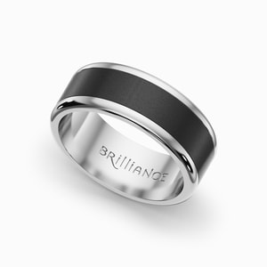 Mens White Gold And Elysium Wedding Band - Ares