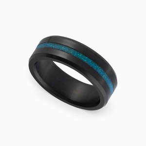Black Elysium And Blue Opal Wedding Band - Ares