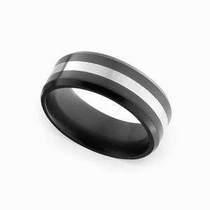 Silver And Polished Elysium Wedding Band For Men
