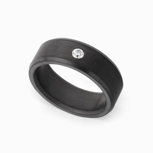 White Diamond And Black Matte Elysium Ring For Men - Ares