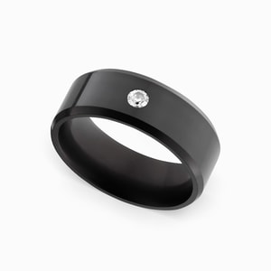 Ares - Sleek Mens Elysium Wedding Band With Solitaire White Diamond (8mm)