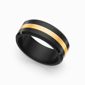 Ares - 24K Gold Inlay Polished Men's Elysium Ring (8mm)