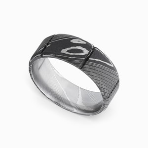 Segmented Damascus Steel Mens Wedding Ring