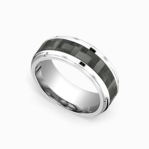 Beveled Carbon Fiber Men's Wedding Ring in Cobalt (9mm)