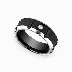 Mens Black Cobalt Diamond Wedding Band