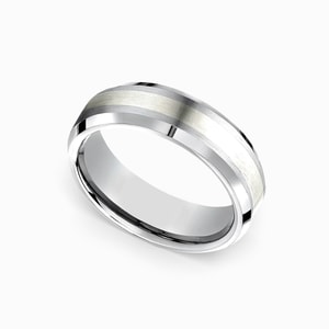 7 Mm Wedding Band For Men In Cobalt And Silver