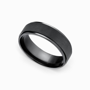 Beveled Pattern Mens Wedding Ring in Black Titanium (7mm)