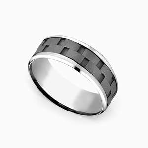 Mens Cobalt Wedding Band With Grey Sandblasted Finish Inlay (8mm)