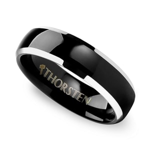 Black And Silver Tungsten Ring For Men (Comfort Fit)