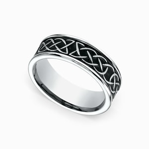 Blackened Celtic Knot Men's Wedding Ring in Cobalt (7mm)