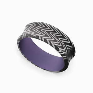 The Bohemian - Zebra Damascus Mens Wedding Band (8mm)