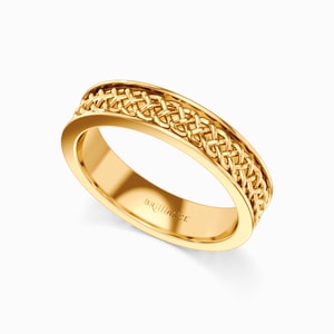 Celtic Knot Men's Wedding Ring in Yellow Gold (5 mm)