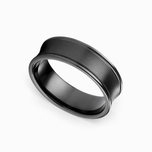 Mens Concave Wedding Band In Black Titanium (7.5mm)