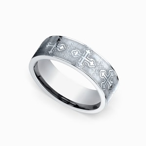 Mens Celtic Cross Wedding Band In Cobalt (7.5 mm)