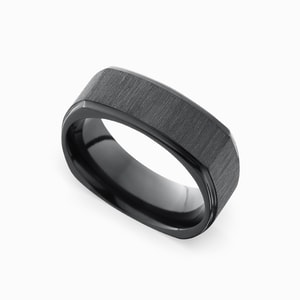 Cross Satin Square Men's Wedding Ring in Zirconium (9mm)