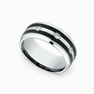 Black And White Mens Wedding Band In Cobalt (9mm)