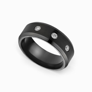 Diamond Men's Wedding Ring in Black Cobalt (8mm)