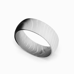 Mens Domed Damascus Wedding Ring
