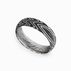 Zebra Pattern Damascus Steel Mens Wedding Ring