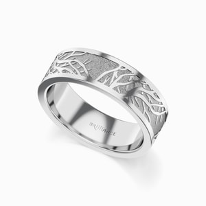 Tree Branch Pattern Laser Engraved Men's Wedding Ring in Cobalt