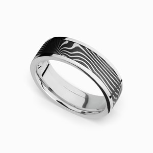 Flattwist Damascus Inlay Men's Wedding Ring in Cobalt Chrome (7mm)