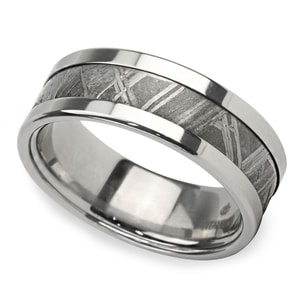 Mens Titanium And Meteorite Ring - Gama