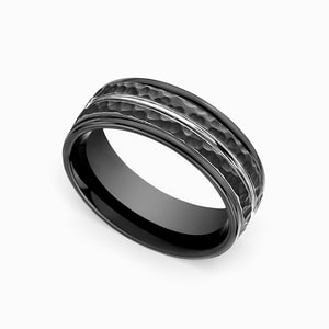 Mens Hammered Cobalt Wedding Band (8mm)