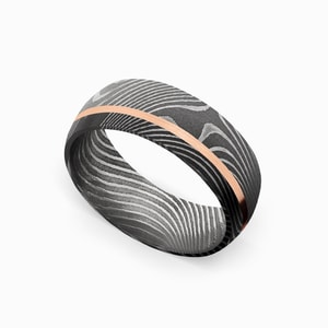 Hattori Hanzo - Damascus & Rose Gold Mens Band (8mm)