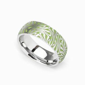 Neon Green Cobalt Mens Ring - Psychedelic Head Trip (8mm)