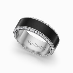 Helios - White Gold And Elysium Mens Wedding Band With White Diamonds (8mm)