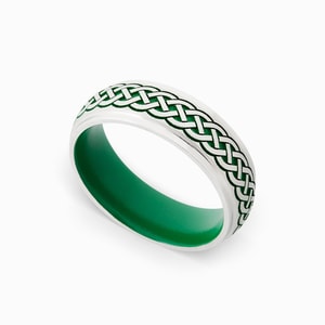 Green Cerakote And Cobalt Mens Wedding Band - Ivory Coast (7mm)