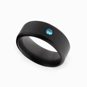 Kratos - Mens Blue Diamond Ring In Polished Elysium (8mm)