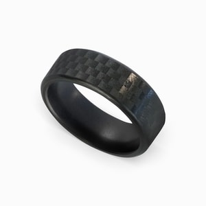 Kratos - Elysium Black Diamond Ring With Carbon Fiber Effect Finish (8mm) 
