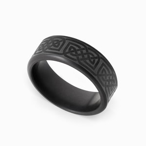 Kratos - Mens Celtic Laser Engraved Elysium Wedding Band (8mm)