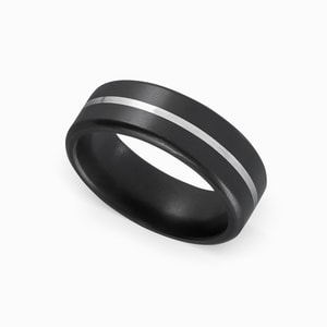 Kratos - Matte Elysium Wedding Band With Silver Inlay (6mm)