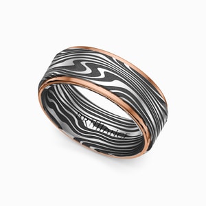 Last Night in Ibiza - Sunset Damascus Mens Wedding Band (8mm)
