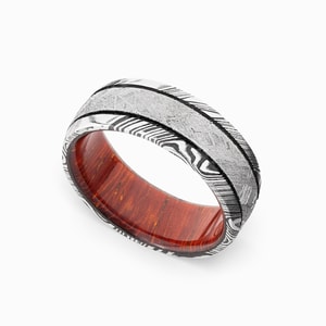 Magnum - Damascus & Meteorite Mens Wedding Band (8mm)