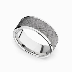 9 Mm Wide Meteorite Mens Ring In Cobalt Chrome - Milky Way
