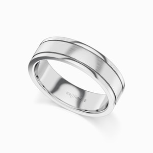Mixed Finish Step Edge Milgrain Men's Wedding Ring in Cobalt (6 mm)