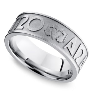 Mo Anam Cara Ring - Mens Gaelic Wedding Ring In Cobalt (8mm)